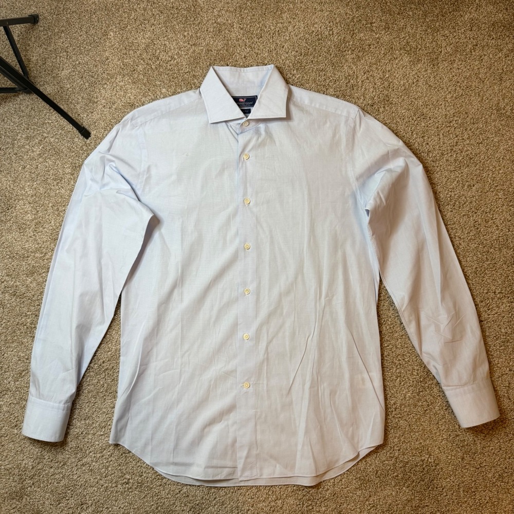 Vineyard Vines Dress Shirt Mens M Light Blue Made in Italy Cotton Button Down